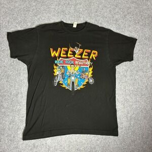 Weezer Indie Rock Roadtrip 2023 Tour T-Shirt Mens Black Graphic Band Tee Large
